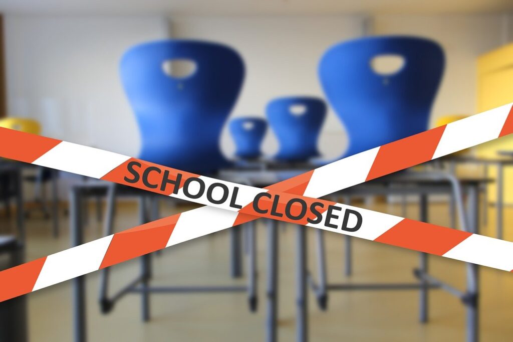 Schools closed sign