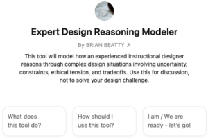 Screenshot of Expert Design Reasoning Modeler custom GPT